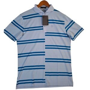 G/Fore Offset Stripe Golf Tech Pique Polo Shirt Men's Large Blue G4MS23K182 $120